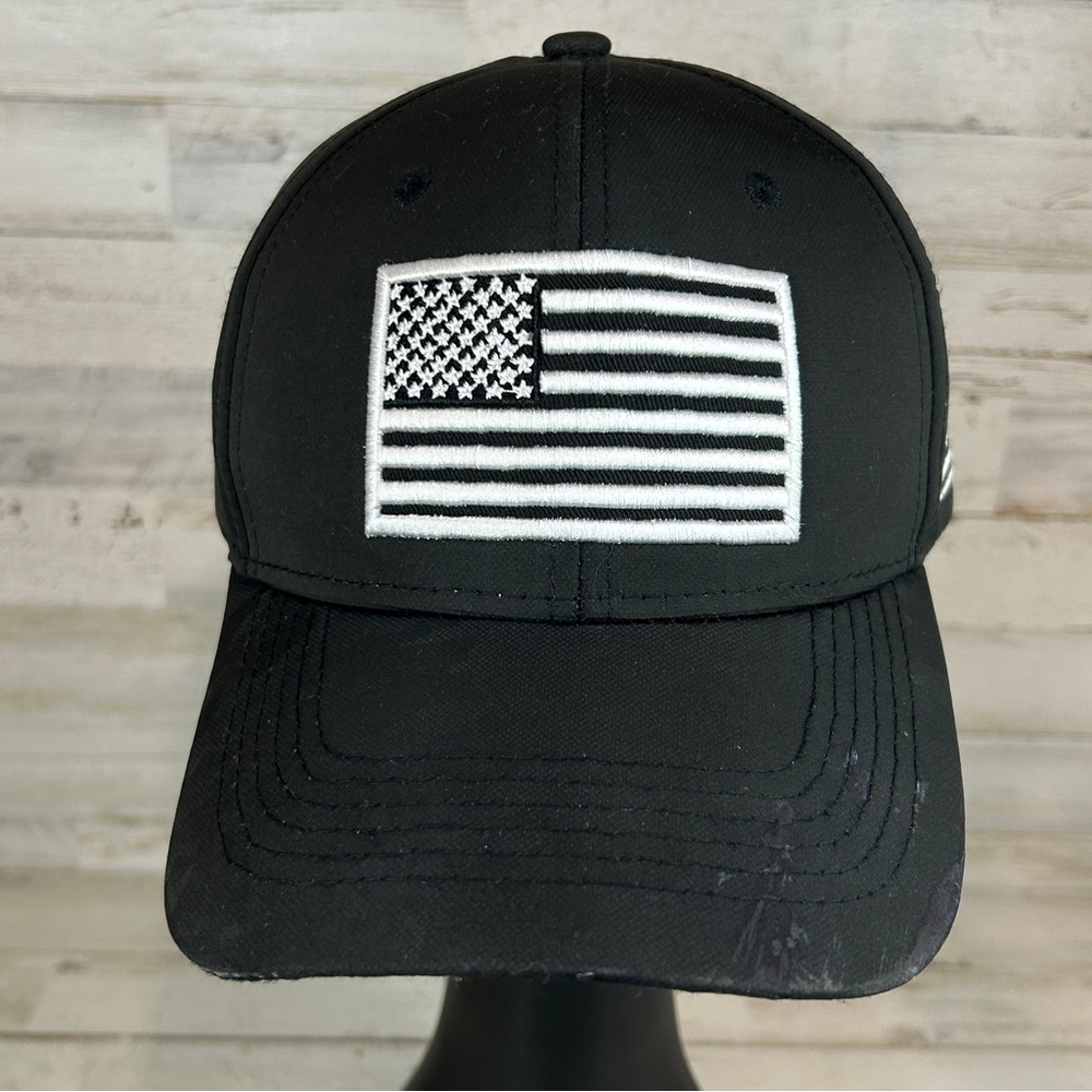 American Flag Runs Deep Tactical Baseball Cap Black Hat OSFM Snapback
